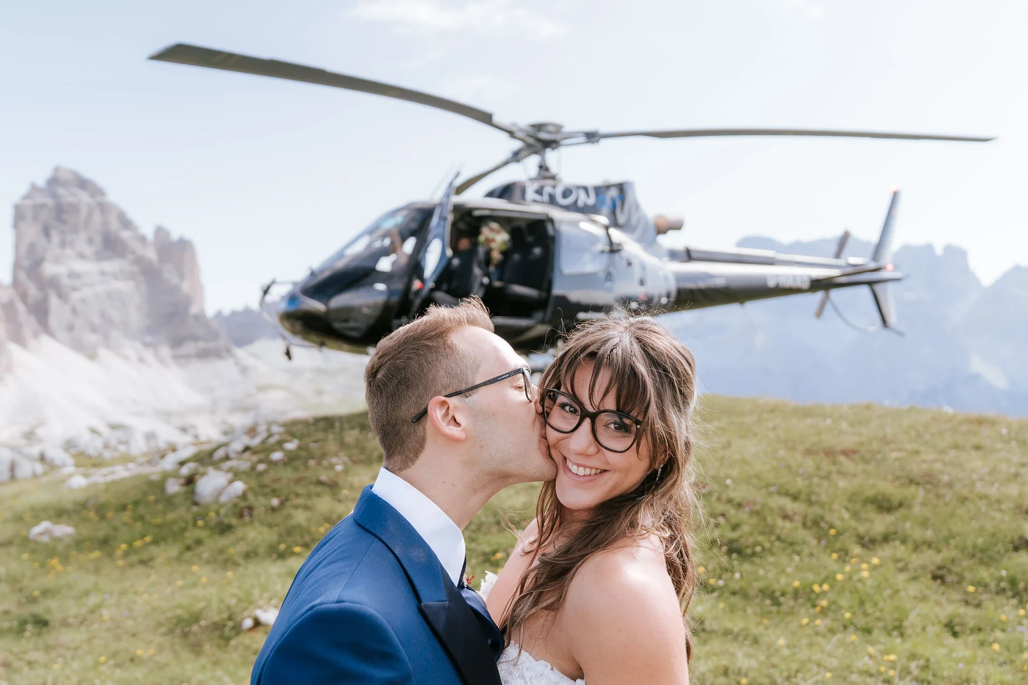 A Three-Stop Helicopter Elopement in the Dolomites