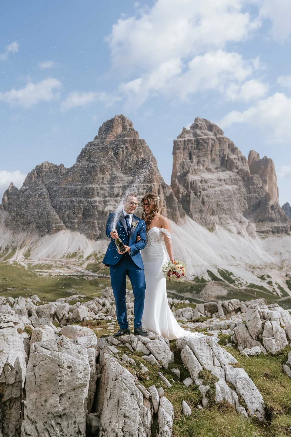 A Three-Stop Helicopter Elopement in the Dolomites