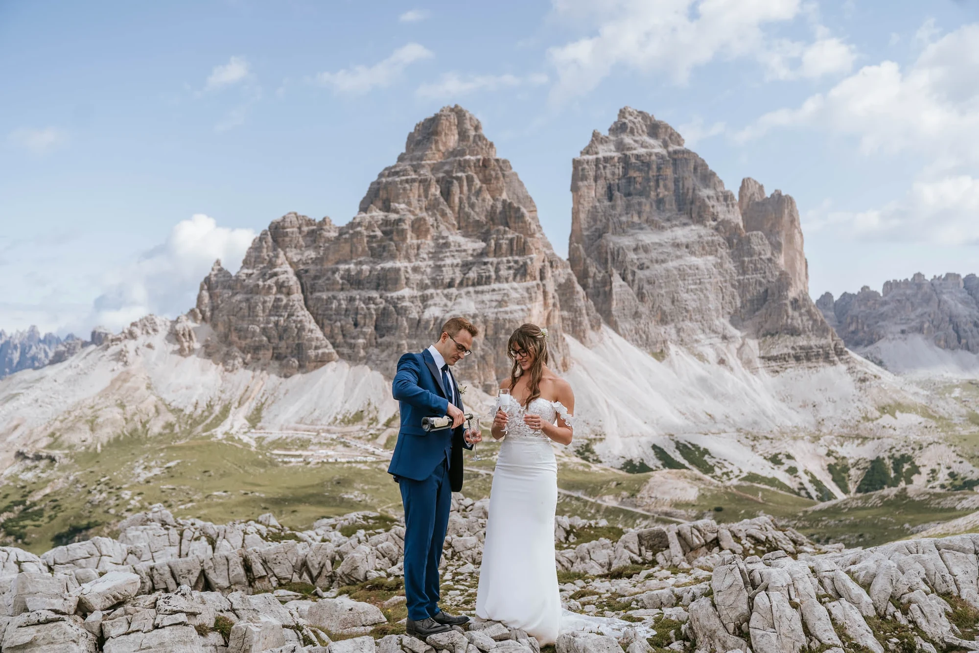 A Three-Stop Helicopter Elopement in the Dolomites