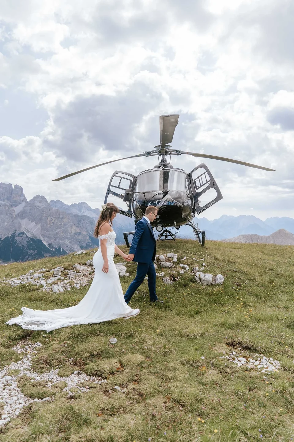 A Three-Stop Helicopter Elopement in the Dolomites