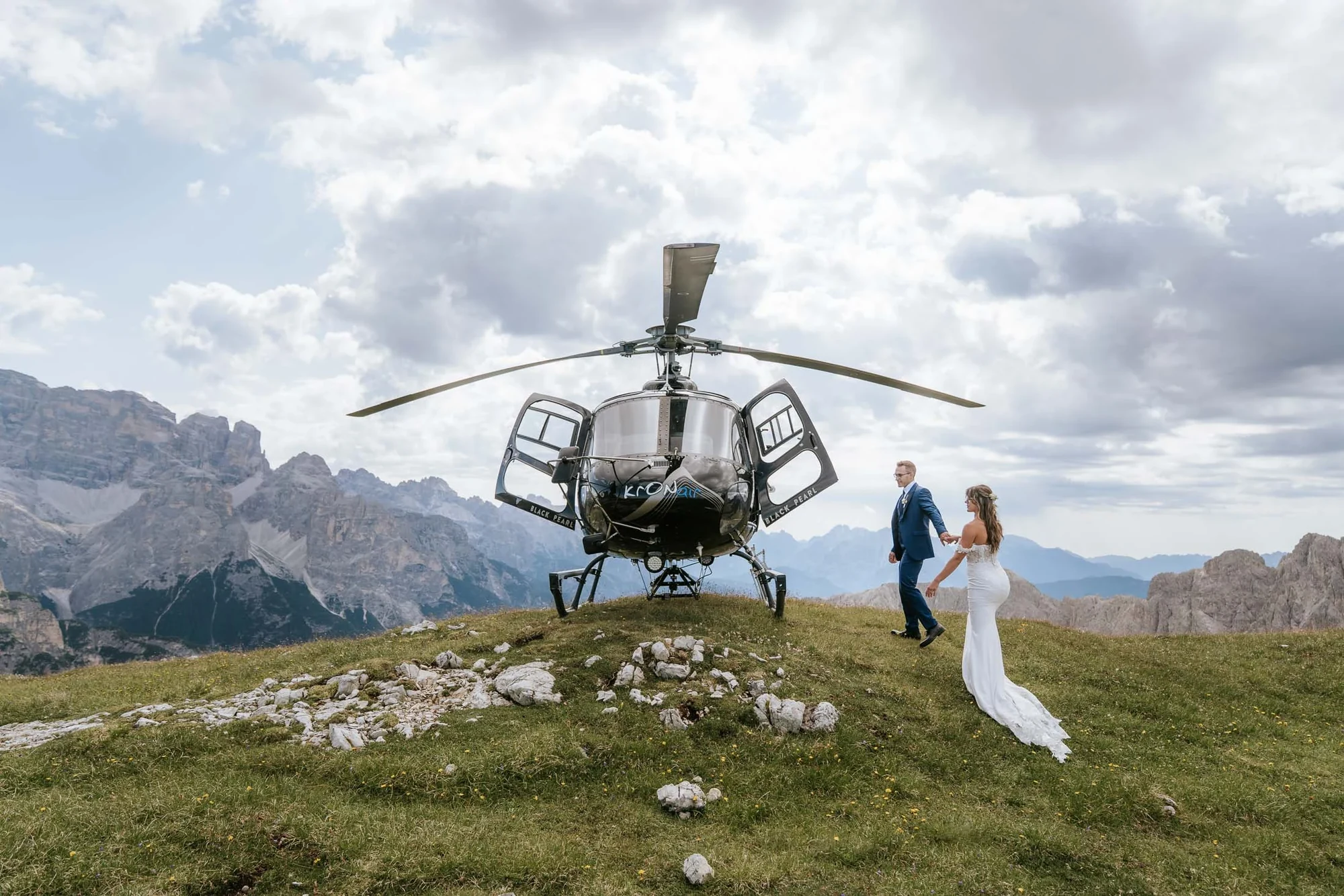 A Three-Stop Helicopter Elopement in the Dolomites