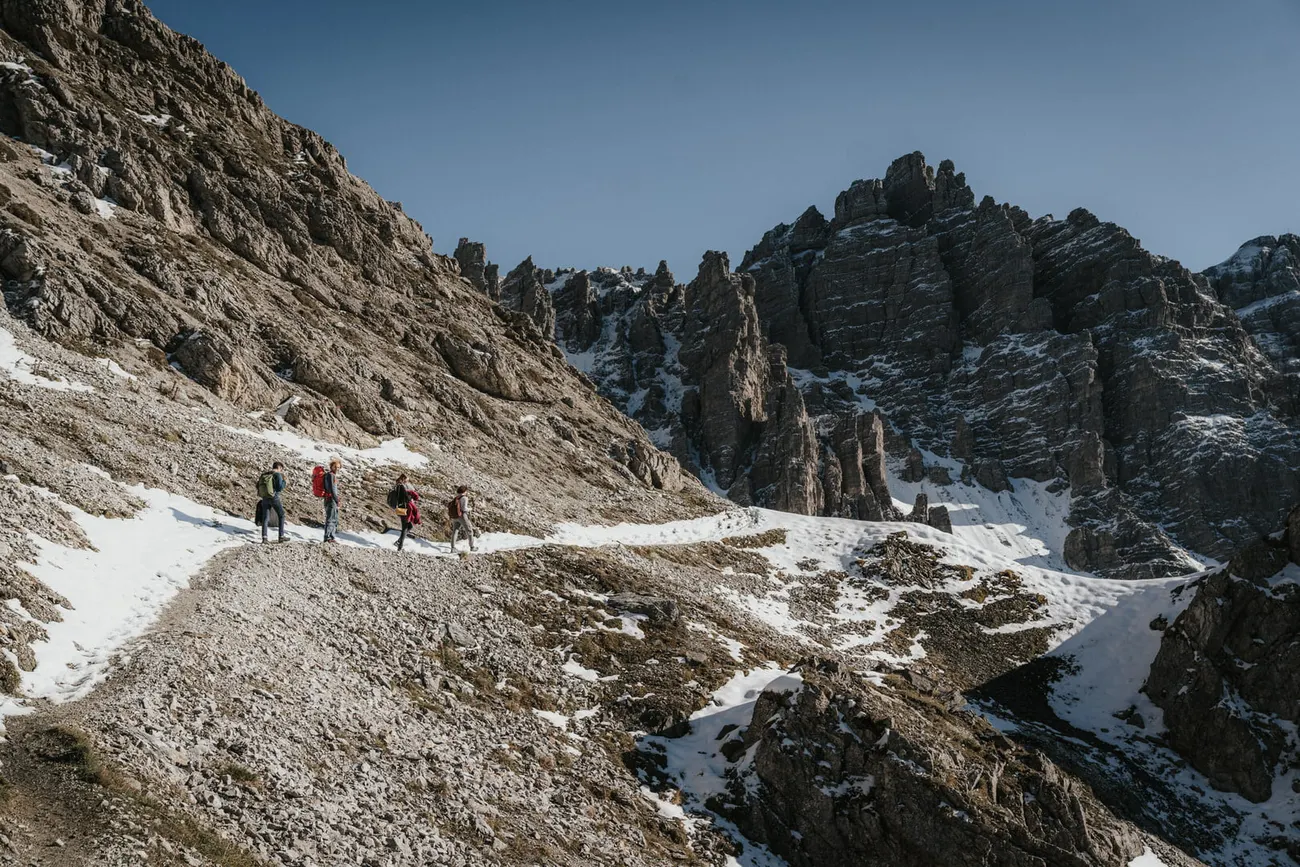 The couple and their small group on the ascent