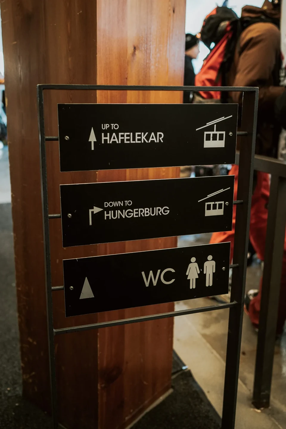 A signpost at the Hafelekar station high above Innsbruck
