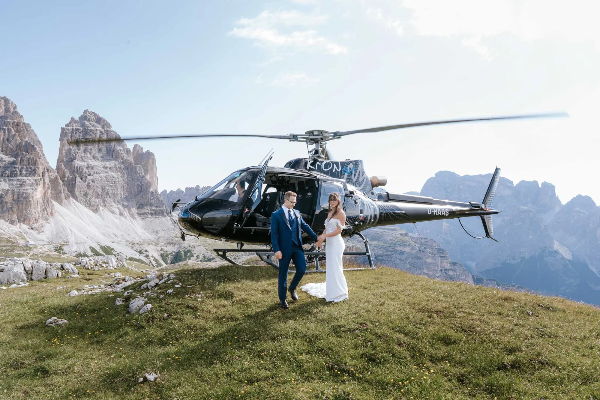 A Three-Stop Helicopter Elopement in the Dolomites